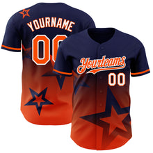 Charger l'image dans la galerie, Custom Navy Orange-White 3D Pattern Design Gradient Style Twinkle Star Authentic Baseball Jersey