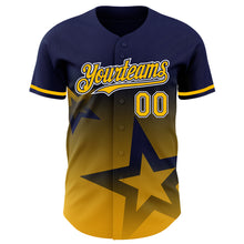 Charger l'image dans la galerie, Custom Navy Gold-White 3D Pattern Design Gradient Style Twinkle Star Authentic Baseball Jersey