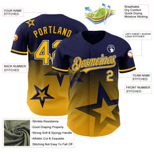 Charger l'image dans la galerie, Custom Navy Gold-White 3D Pattern Design Gradient Style Twinkle Star Authentic Baseball Jersey