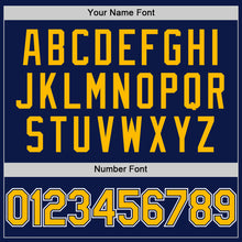 Charger l'image dans la galerie, Custom Navy Gold-White 3D Pattern Design Gradient Style Twinkle Star Authentic Baseball Jersey