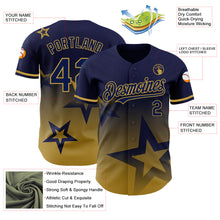 Load image into Gallery viewer, Custom Navy Old Gold 3D Pattern Design Gradient Style Twinkle Star Authentic Baseball Jersey