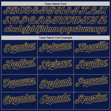 Load image into Gallery viewer, Custom Navy Old Gold 3D Pattern Design Gradient Style Twinkle Star Authentic Baseball Jersey