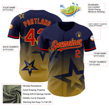 Charger l'image dans la galerie, Custom Navy Red-Old Gold 3D Pattern Design Gradient Style Twinkle Star Authentic Baseball Jersey