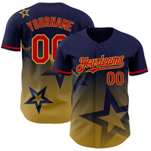 Charger l'image dans la galerie, Custom Navy Red-Old Gold 3D Pattern Design Gradient Style Twinkle Star Authentic Baseball Jersey