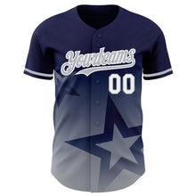 Charger l'image dans la galerie, Custom Navy Gray-White 3D Pattern Design Gradient Style Twinkle Star Authentic Baseball Jersey