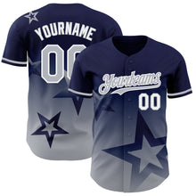 Charger l'image dans la galerie, Custom Navy Gray-White 3D Pattern Design Gradient Style Twinkle Star Authentic Baseball Jersey