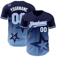 Charger l'image dans la galerie, Custom Navy Light Blue-White 3D Pattern Design Gradient Style Twinkle Star Authentic Baseball Jersey