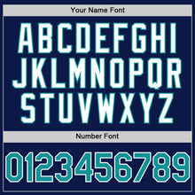 Charger l'image dans la galerie, Custom Navy Teal-White 3D Pattern Design Gradient Style Twinkle Star Authentic Baseball Jersey