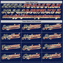 Laden Sie das Bild in den Galerie-Viewer, Custom Navy Vintage USA Flag-Cream 3D Pattern Design Gradient Style Twinkle Star Authentic Baseball Jersey