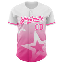 Charger l'image dans la galerie, Custom White Pink 3D Pattern Design Gradient Style Twinkle Star Authentic Baseball Jersey
