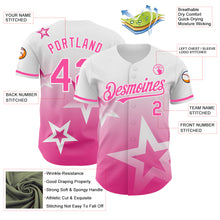 Charger l'image dans la galerie, Custom White Pink 3D Pattern Design Gradient Style Twinkle Star Authentic Baseball Jersey