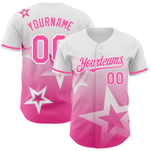 Charger l'image dans la galerie, Custom White Pink 3D Pattern Design Gradient Style Twinkle Star Authentic Baseball Jersey