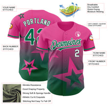Load image into Gallery viewer, Custom Pink Kelly Green-White 3D Pattern Design Gradient Style Twinkle Star Authentic Baseball Jersey