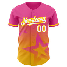Charger l'image dans la galerie, Custom Pink White-Yellow 3D Pattern Design Gradient Style Twinkle Star Authentic Baseball Jersey