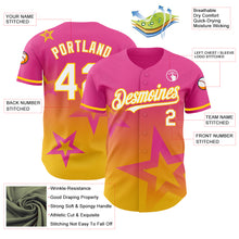 Charger l'image dans la galerie, Custom Pink White-Yellow 3D Pattern Design Gradient Style Twinkle Star Authentic Baseball Jersey