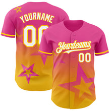 Charger l'image dans la galerie, Custom Pink White-Yellow 3D Pattern Design Gradient Style Twinkle Star Authentic Baseball Jersey