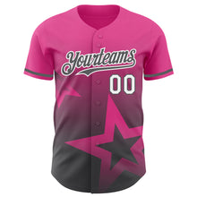 Load image into Gallery viewer, Custom Pink Steel Gray-White 3D Pattern Design Gradient Style Twinkle Star Authentic Baseball Jersey