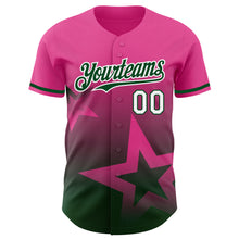 Charger l'image dans la galerie, Custom Pink Green-White 3D Pattern Design Gradient Style Twinkle Star Authentic Baseball Jersey