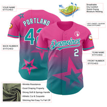 Charger l'image dans la galerie, Custom Pink Teal-White 3D Pattern Design Gradient Style Twinkle Star Authentic Baseball Jersey