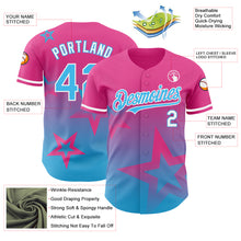Load image into Gallery viewer, Custom Pink Sky Blue-White 3D Pattern Design Gradient Style Twinkle Star Authentic Baseball Jersey