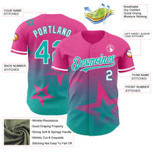 Charger l'image dans la galerie, Custom Pink Aqua-White 3D Pattern Design Gradient Style Twinkle Star Authentic Baseball Jersey
