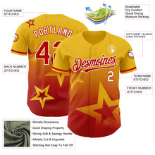 Load image into Gallery viewer, Custom Yellow Red-White 3D Pattern Design Gradient Style Twinkle Star Authentic Baseball Jersey