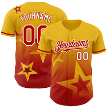 Load image into Gallery viewer, Custom Yellow Red-White 3D Pattern Design Gradient Style Twinkle Star Authentic Baseball Jersey