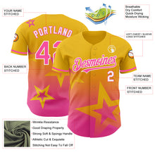Charger l'image dans la galerie, Custom Yellow Pink-White 3D Pattern Design Gradient Style Twinkle Star Authentic Baseball Jersey