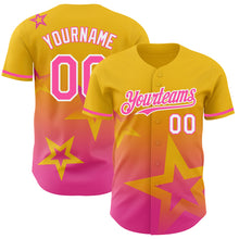 Charger l'image dans la galerie, Custom Yellow Pink-White 3D Pattern Design Gradient Style Twinkle Star Authentic Baseball Jersey