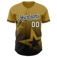 Charger l'image dans la galerie, Custom Old Gold Black-White 3D Pattern Design Gradient Style Twinkle Star Authentic Baseball Jersey