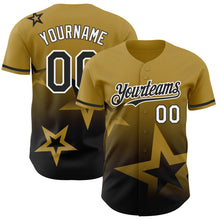 Charger l'image dans la galerie, Custom Old Gold Black-White 3D Pattern Design Gradient Style Twinkle Star Authentic Baseball Jersey