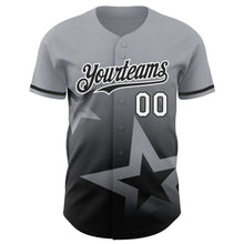 Charger l'image dans la galerie, Custom Gray Black-White 3D Pattern Design Gradient Style Twinkle Star Authentic Baseball Jersey