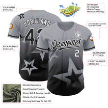 Charger l'image dans la galerie, Custom Gray Black-White 3D Pattern Design Gradient Style Twinkle Star Authentic Baseball Jersey