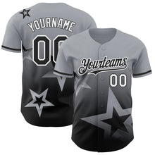 Charger l'image dans la galerie, Custom Gray Black-White 3D Pattern Design Gradient Style Twinkle Star Authentic Baseball Jersey