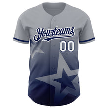 Charger l'image dans la galerie, Custom Gray Navy-White 3D Pattern Design Gradient Style Twinkle Star Authentic Baseball Jersey