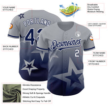 Charger l'image dans la galerie, Custom Gray Navy-White 3D Pattern Design Gradient Style Twinkle Star Authentic Baseball Jersey