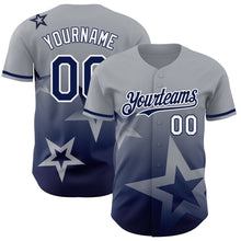 Charger l'image dans la galerie, Custom Gray Navy-White 3D Pattern Design Gradient Style Twinkle Star Authentic Baseball Jersey