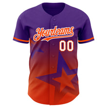 Charger l'image dans la galerie, Custom Purple Orange-White 3D Pattern Design Gradient Style Twinkle Star Authentic Baseball Jersey