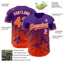 Charger l'image dans la galerie, Custom Purple Orange-White 3D Pattern Design Gradient Style Twinkle Star Authentic Baseball Jersey