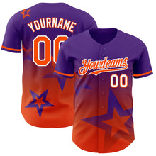 Charger l'image dans la galerie, Custom Purple Orange-White 3D Pattern Design Gradient Style Twinkle Star Authentic Baseball Jersey