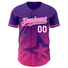 Charger l'image dans la galerie, Custom Purple Pink-White 3D Pattern Design Gradient Style Twinkle Star Authentic Baseball Jersey