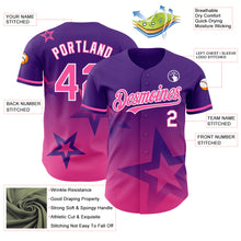 Charger l'image dans la galerie, Custom Purple Pink-White 3D Pattern Design Gradient Style Twinkle Star Authentic Baseball Jersey