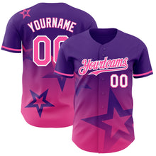 Charger l'image dans la galerie, Custom Purple Pink-White 3D Pattern Design Gradient Style Twinkle Star Authentic Baseball Jersey
