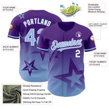 Load image into Gallery viewer, Custom Purple Light Blue-White 3D Pattern Design Gradient Style Twinkle Star Authentic Baseball Jersey