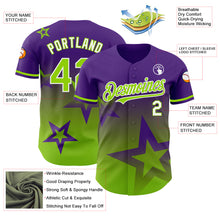 Laden Sie das Bild in den Galerie-Viewer, Custom Purple Neon Green-White 3D Pattern Design Gradient Style Twinkle Star Authentic Baseball Jersey