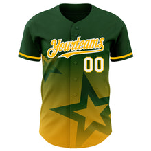 Load image into Gallery viewer, Custom Green Gold-White 3D Pattern Design Gradient Style Twinkle Star Authentic Baseball Jersey