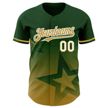 Charger l'image dans la galerie, Custom Green Old Gold-White 3D Pattern Design Gradient Style Twinkle Star Authentic Baseball Jersey