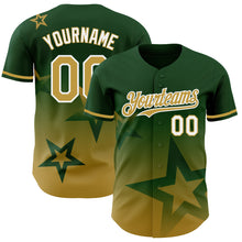 Charger l'image dans la galerie, Custom Green Old Gold-White 3D Pattern Design Gradient Style Twinkle Star Authentic Baseball Jersey