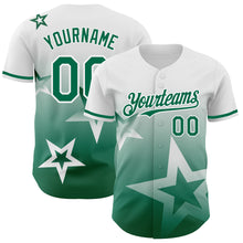 Load image into Gallery viewer, Custom White Kelly Green 3D Pattern Design Gradient Style Twinkle Star Authentic Baseball Jersey