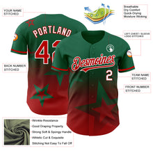 Load image into Gallery viewer, Custom Kelly Green Red-White 3D Pattern Design Gradient Style Twinkle Star Authentic Baseball Jersey